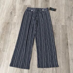 ❤️3X20 NEW - ASHLEY BLUE Wide Legs Striped Polyester Blend Pants | PS